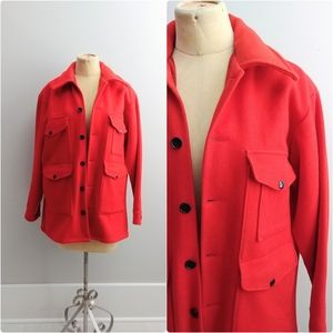 Large Red Wool Hudson Bay Jacket Chore Coat Button